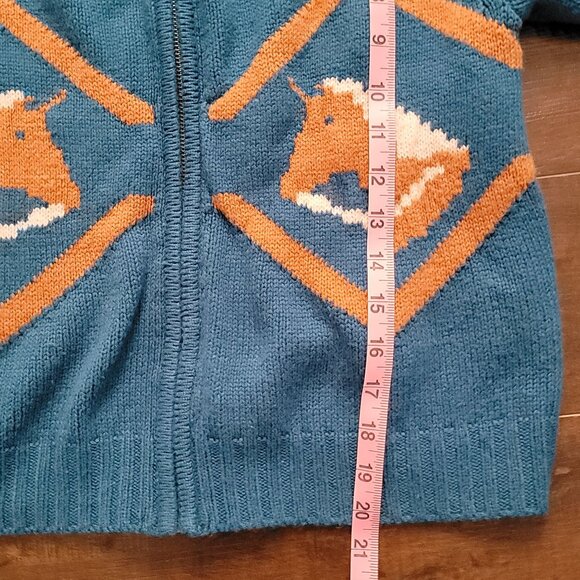 Anthropologie Tiny Horse Knit Zip Front Cardigan Womens S Western Equestrian - Picture 10 of 10